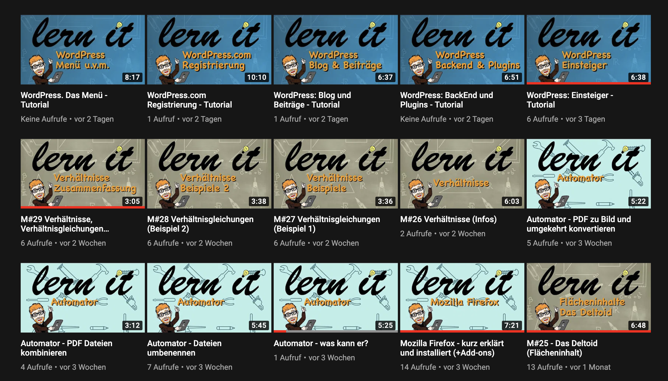 Screenshot des Lernit YouTubekanals